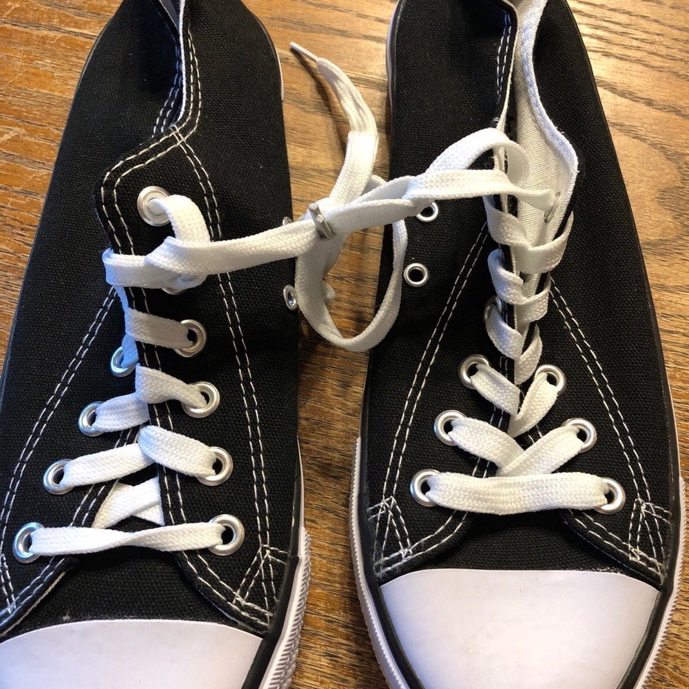 Classic Black Canvas Athletic Sneakers with White Accents